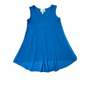 Joseph‎ Ribkoff Tunic Top Womens 4 Blue High Low Pleated Back Sleeveless